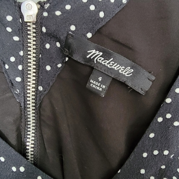 Madewell Black White Polka Dot Shift Dress Viscose Zip Back Size 4 D84 - Picture 6 of 10